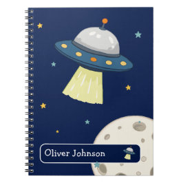 Personligt rymd UFO Moon Namn Skola Anteckningsbok