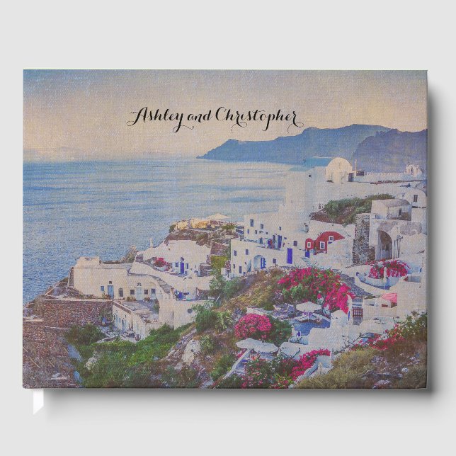 Personligt Santorini Grekland Bröllop Gästbok (Framsida)