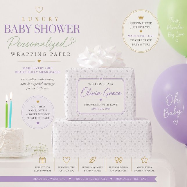 Personligt silver blomsterinpackningspapper  presentpapper (Skapare uppladdad)