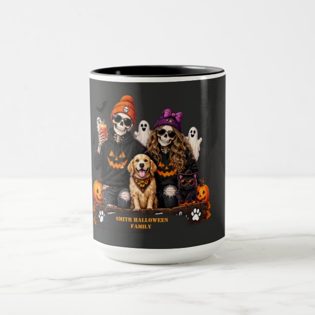 Personligt skelett Halloween-stanna spöklik Mugg (Center)