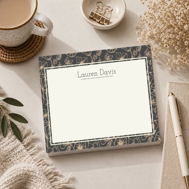 Personligt skogsbotaniskt tema post-it block (Personalized Botanical Post It Notes)