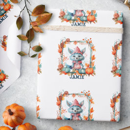Personligt skogsräv Halloween-presentförpackning Presentpapper