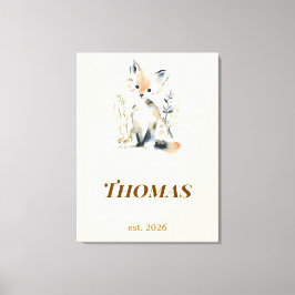 Personligt skogsrävnamntryck för förskola canvastryck