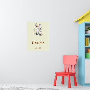 Personligt skogsrävnamntryck för förskola poster