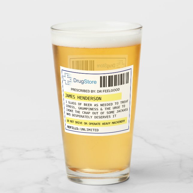 Personligt skojig öl/cider receptglas glaskopp (Framsida fylld)