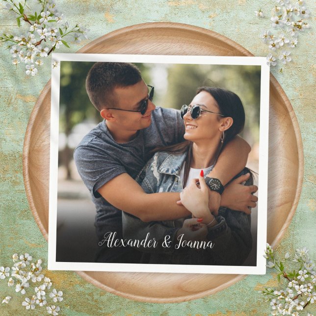 Personligt skriptnamn för favoritfoto pappersservett (Personalized Favorite Photo Script Name Napkins)