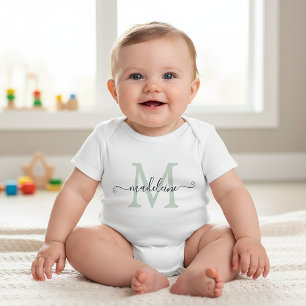 Personligt skriptnamn Monogram Mjuk Grön T Shirt