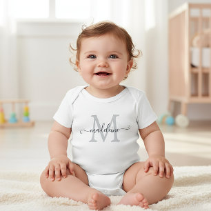 Personligt skriptnamn Monogram Silvergrå T Shirt