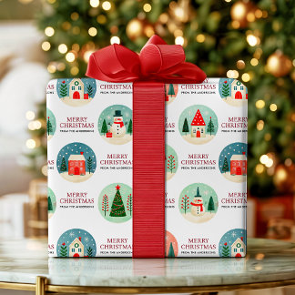 Personligt sött vattenfärg jul landskap presentpapper