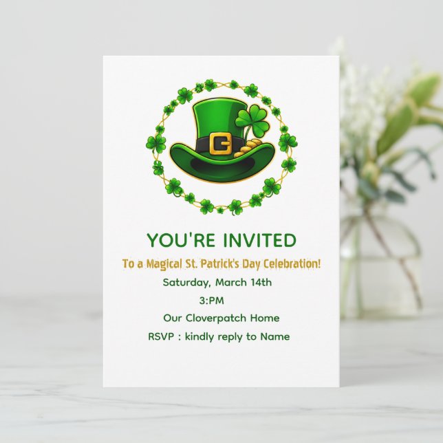 Personligt St. Patrick's Day-inbjudningskort (Stående Fram)