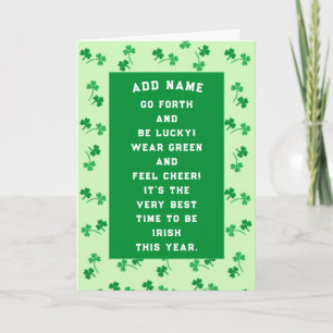 Personligt St. Patrick's Day-kort Kort