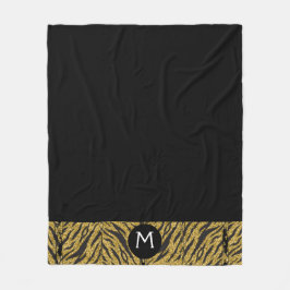 Personligt svart & guld djurtryck fleecefilt