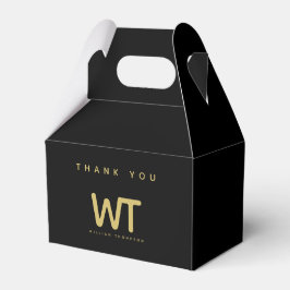 Personligt svart guld initialer logotyp present presentaskar
