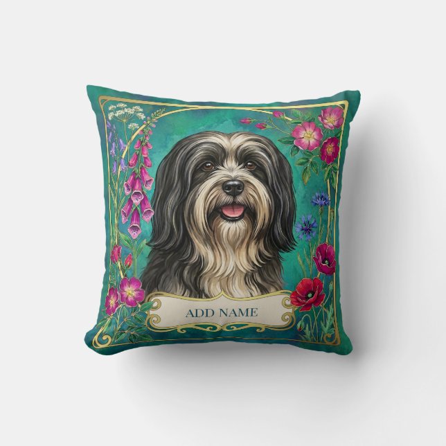 Personligt svart och vitt Lhasa Apso-kudde Kudde (Framsida)