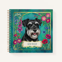 Personligt svart & silver Schnauzer anteckningsblo