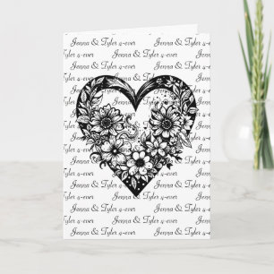 Personligt svart tribalhjärta Alla hjärtans dag  Kort