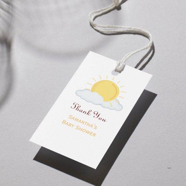 Personligt tack baby shower retro sol favoritalter presentetikett (Skapare uppladdad)