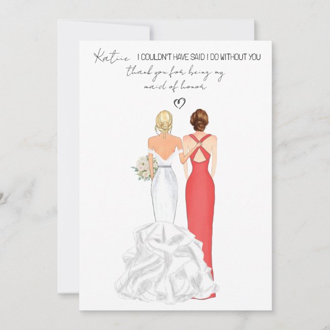 Personligt Tack för att du är min brudtärna Inbjudningar (Framsida)