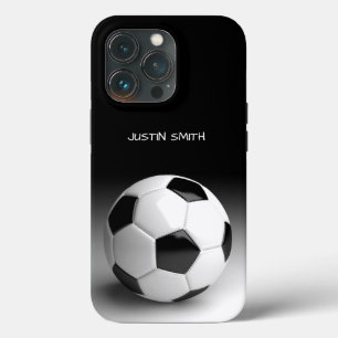 Personligt telefonfodral i svart med fotboll