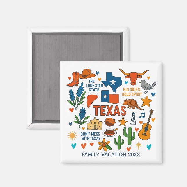 Personligt Texas Familjeresminne Magnet (Front/Back)