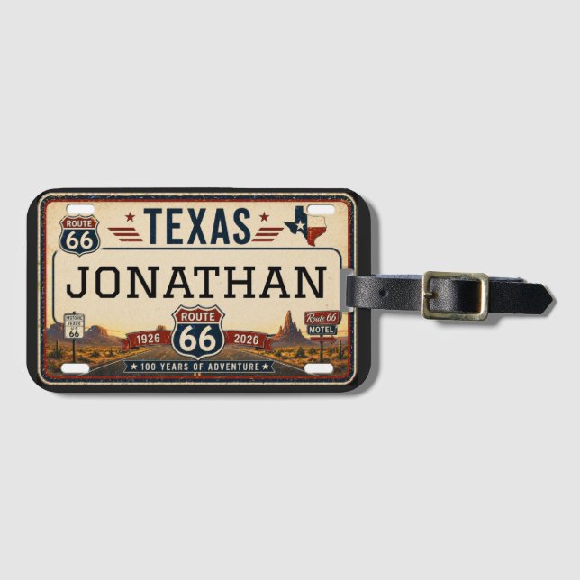 Personligt Texas Route 66-design Bagagebricka (Framsida horisontal)