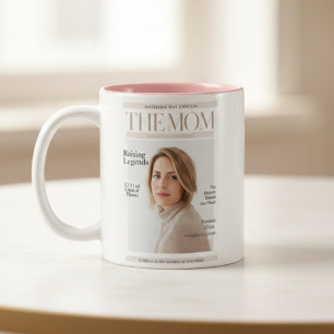 Personligt tidningsomslag Mamma – Anpassad bild Två-Tonad Mugg
