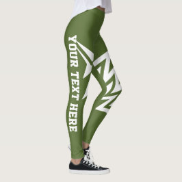 Personligt Tribal Star Design Olivgrön Leggings