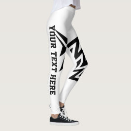Personligt Tribal Star-design Vitt och Svart Leggings