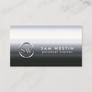Personligt utbildare Faux Chrome Monogram Visitkort