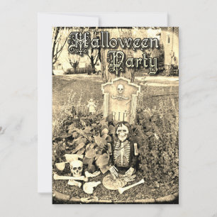 Personligt utformat Halloween-inbjudan med skelett Inbjudningar