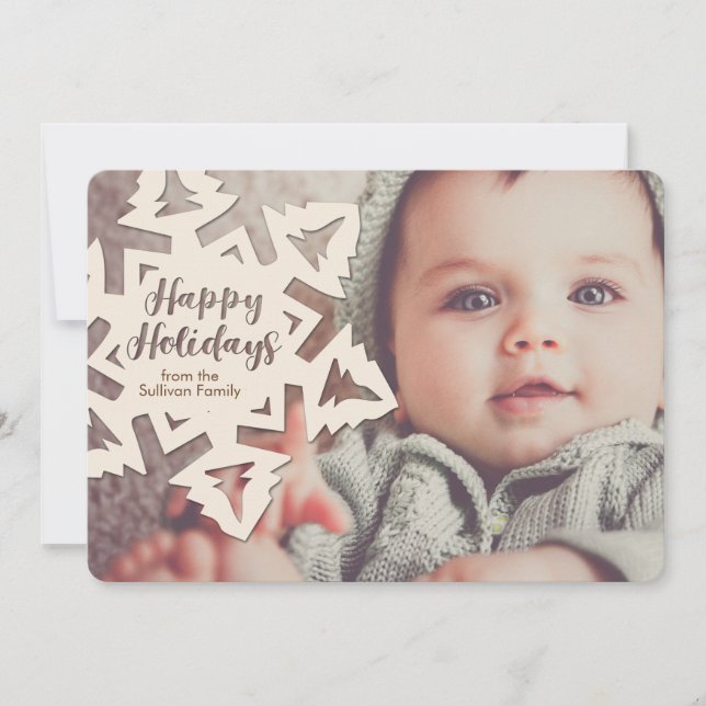 Personligt utskuren pappersjulsk snöflinga julkort (Framsida)