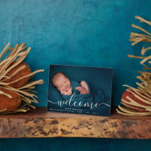 Personligt välkomstskript med foto för baby