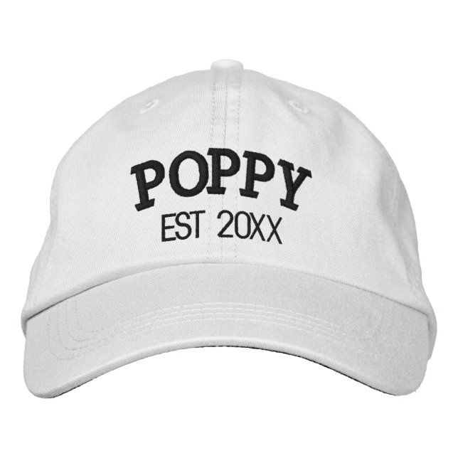 Personligt vallmopappa-present med egen text broderad keps (Framsida)