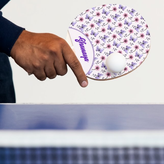 Personligt vårfjäril blommig gåva   pingisracket (Insitu)