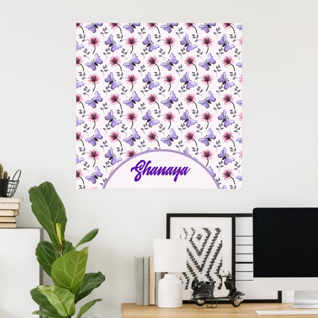 Personligt vårfjärilblommigt gåva   poster (Hemmakontoret)