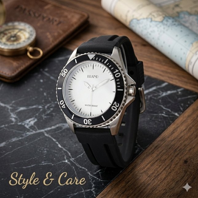 Personligt varumärke herr stål svart armbandsur (Personalized Brand Men's Stainless Steel Black Watch)