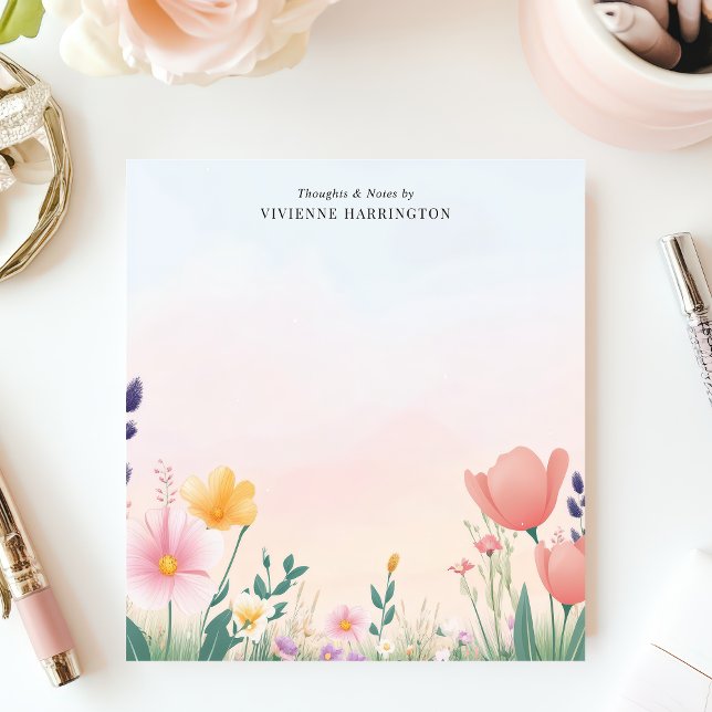 Personligt Vattenfärg Äng med Vacker Vildblomma Anteckningsblock (Skapare uppladdad)