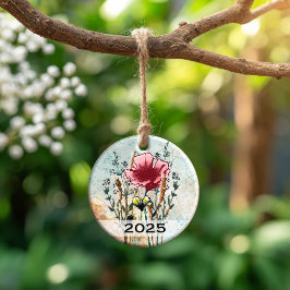 Personligt vildbloms konst smyckeornament julgransprydnad keramik