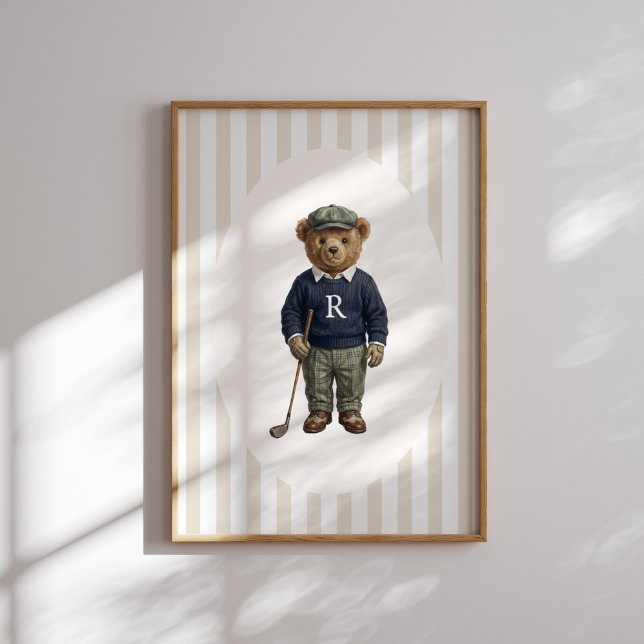 Personligt vintage golf Teddybjörn väggkonst (Skapare uppladdad)
