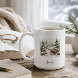 Personligt Vinterundret Vattenfärgslandskap Kaffemugg