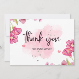 Personligt vit och rosa akvarellpensel tack kort