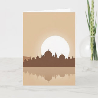 Personligt vykort med moské vid solnedgång