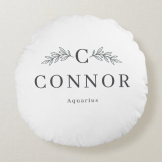 Personligt Zodiakmonogram runt kuddfodral Rund Kudde