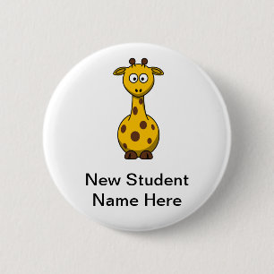 Personligtecknadgiraff för nya studenter knapp