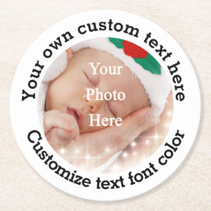 Personligtext- och fotomall underlägg papper rund