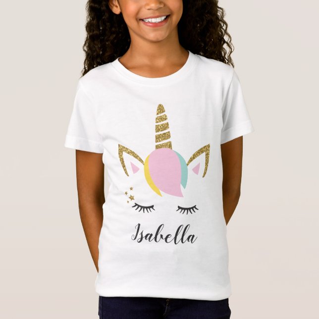 PersonligUnicornansikte med namn T Shirt (Framsida)