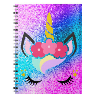 PersonligUnicornOmbre glitter noterar boken Anteckningsbok