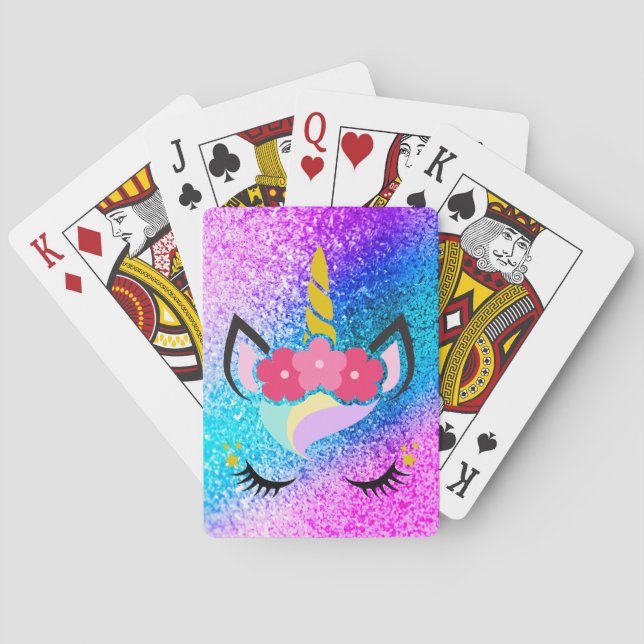 PersonligUnicornOmbre glitter som leker kort Casinokort (Baksidan)
