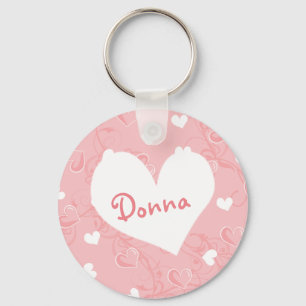 Personligvalentin rosa hjärtor Keychain för dag Nyckelring