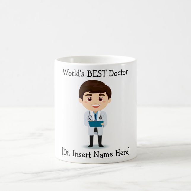Personligvärlds BÄST doktor, brunettmanlig Kaffemugg (Center)